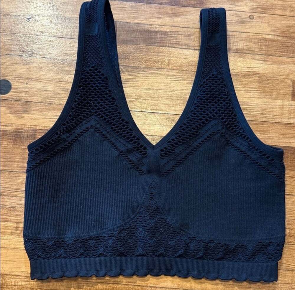 Aerie SIP Real Good Superchill Seamless Bra Top Black (g1)